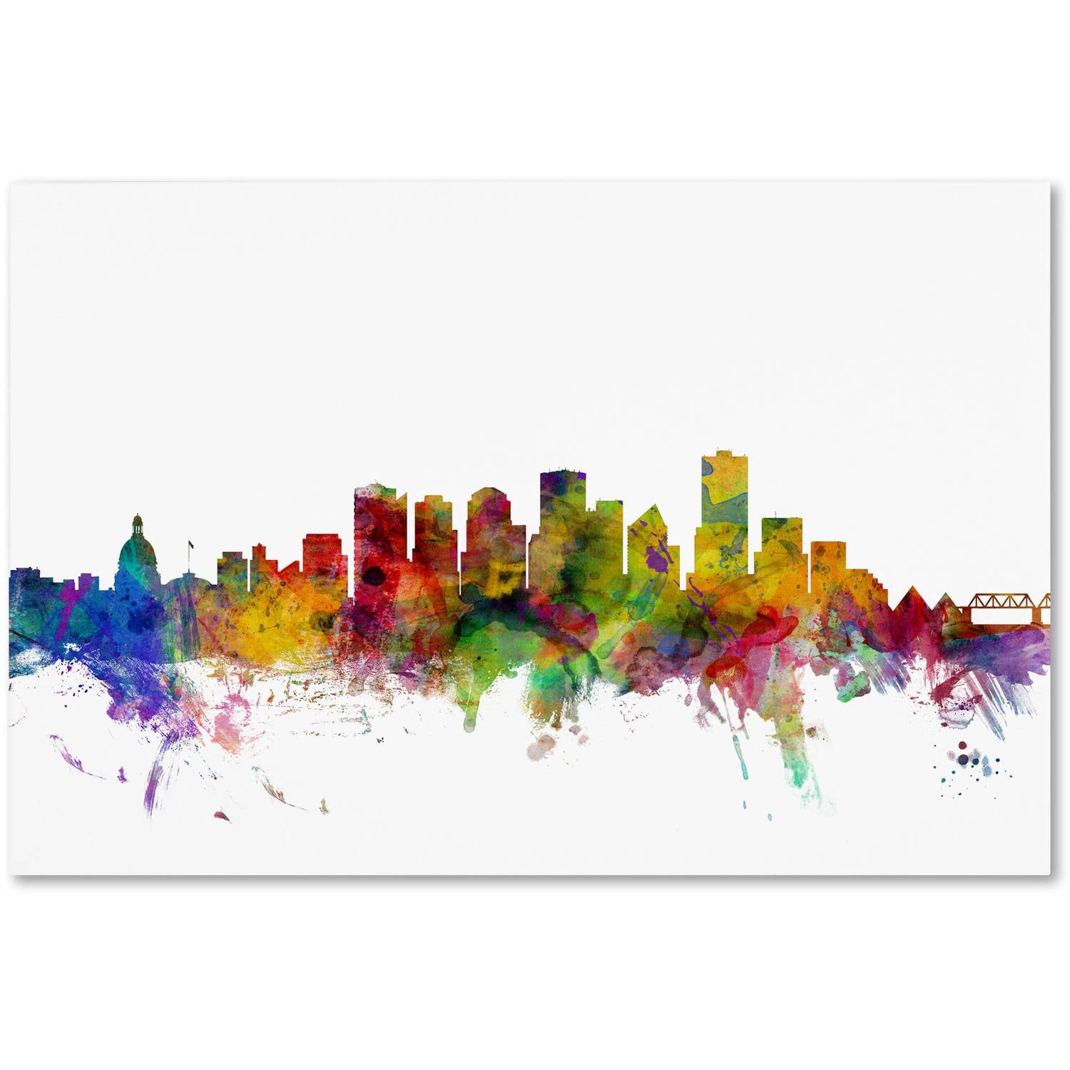 Trademark Fine Art "Edmonton Canada Skyline" Canvas Art by Michael Tompsett