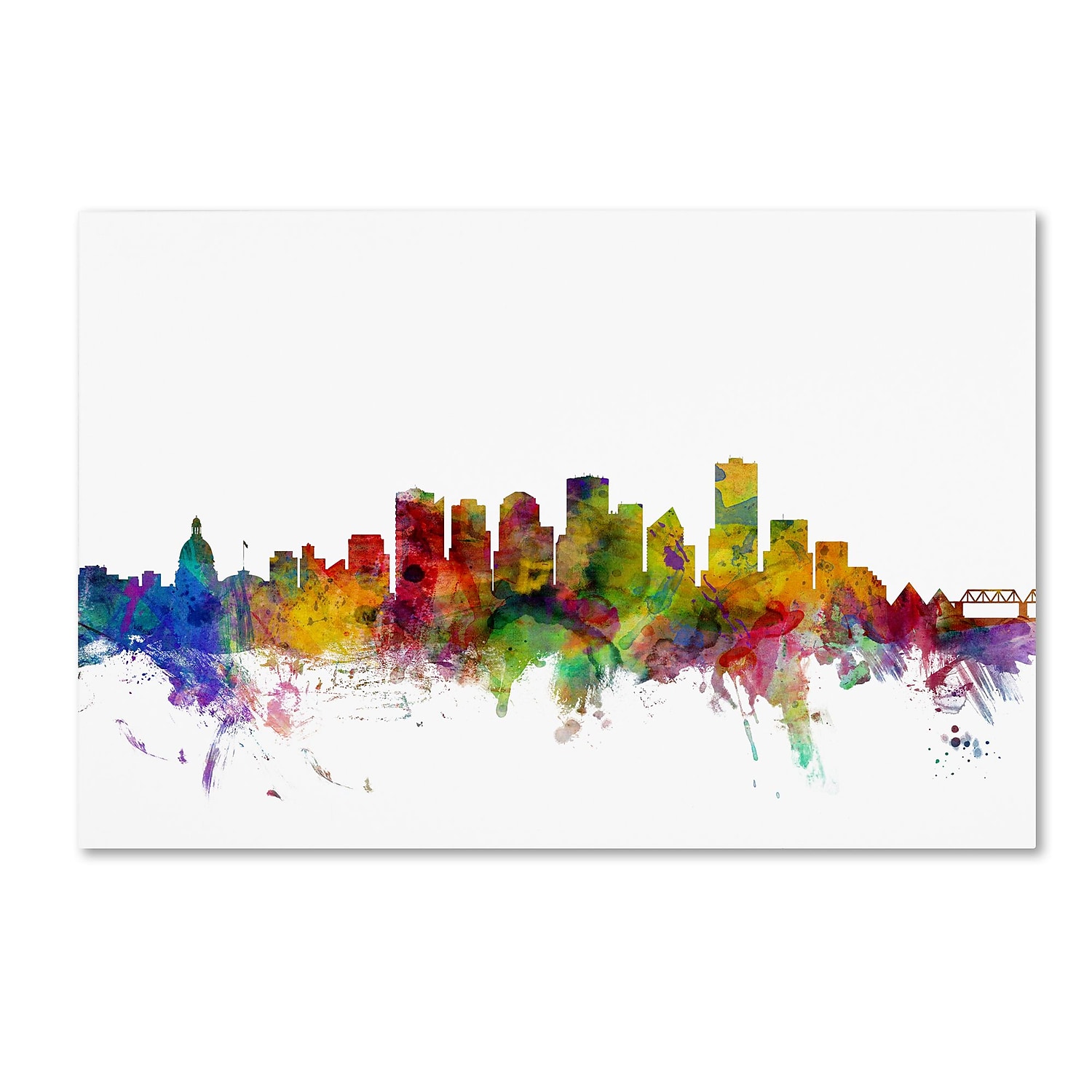 Trademark Fine Art "Edmonton Canada Skyline" Canvas Art by Michael Tompsett