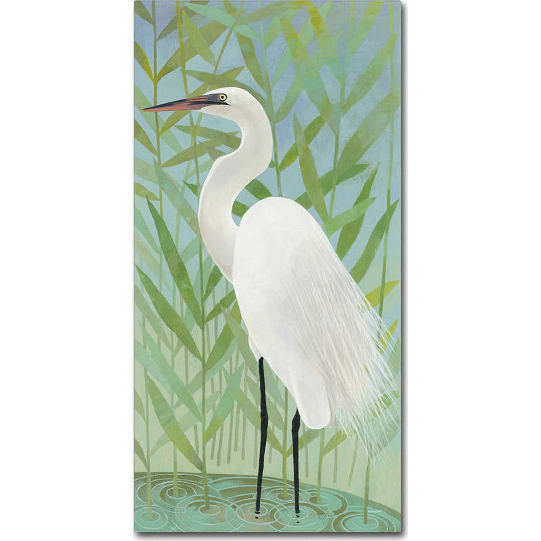 White Egret in Marsh Framed Canvas Art 12 x 24