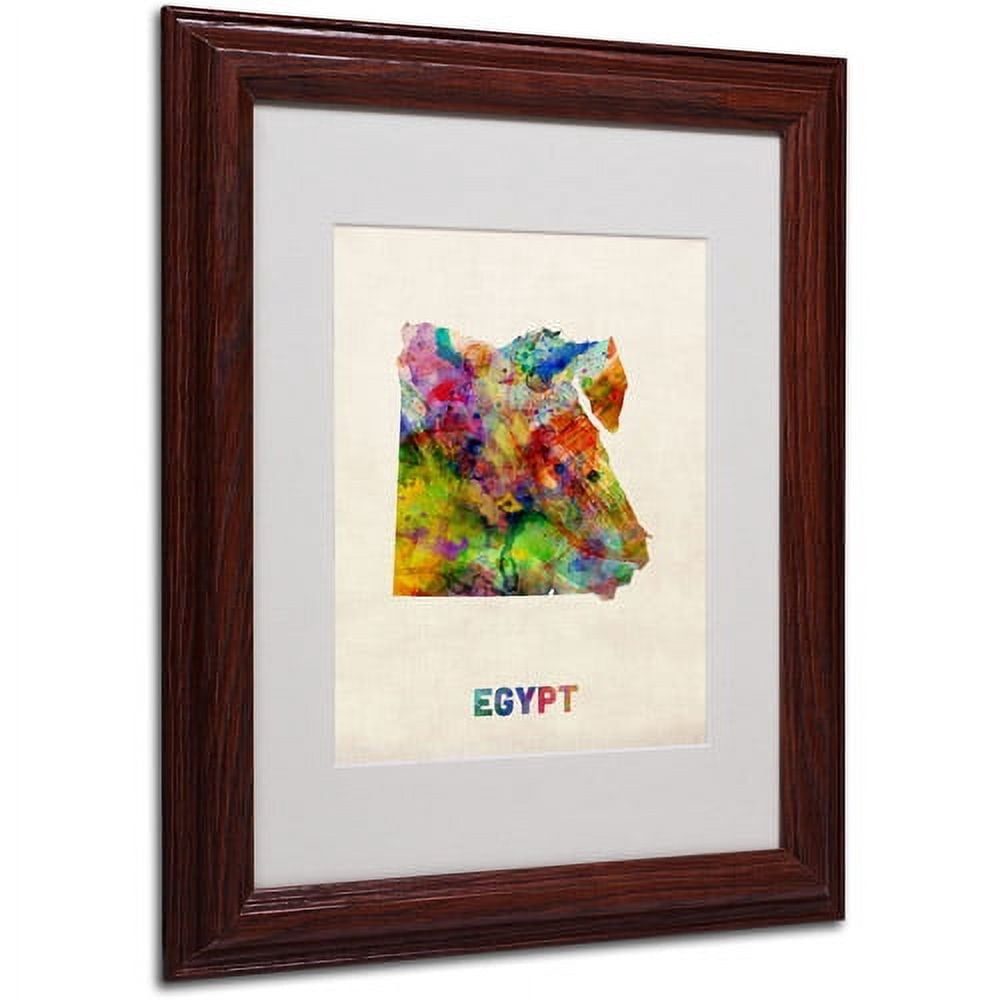 Trademark Fine Art "Egypt Watercolor Map" by Michael Tompsett, Wood Frame