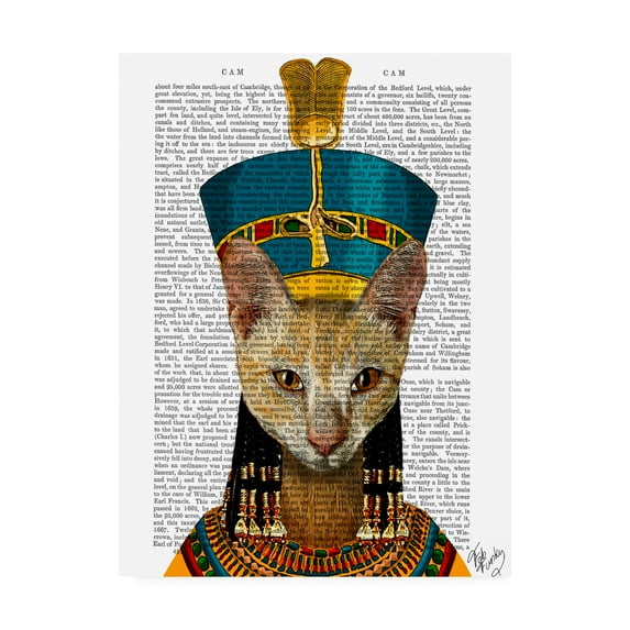 Trademark Fine Art 'Egyptian Queen Cat' Canvas Art by Fab Funky