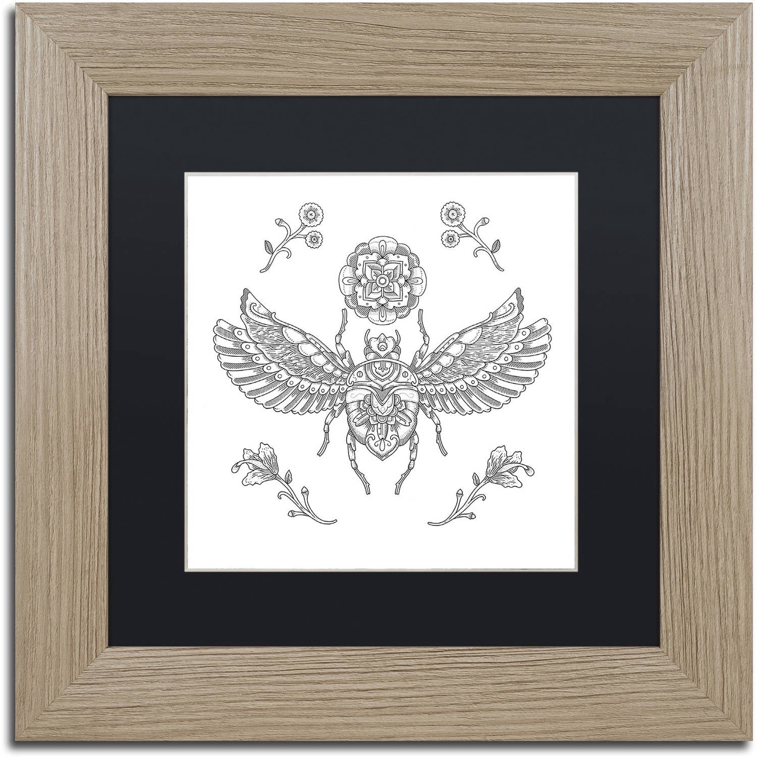 Trademark Fine Art "Egyptian Scarab" Canvas Art by Filippo Cardu, Black Matte, Birch Frame