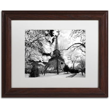 Trademark Fine Art "Eiffel Tower" Canvas Art by Philippe Hugonnard, White Matte, Wood Frame