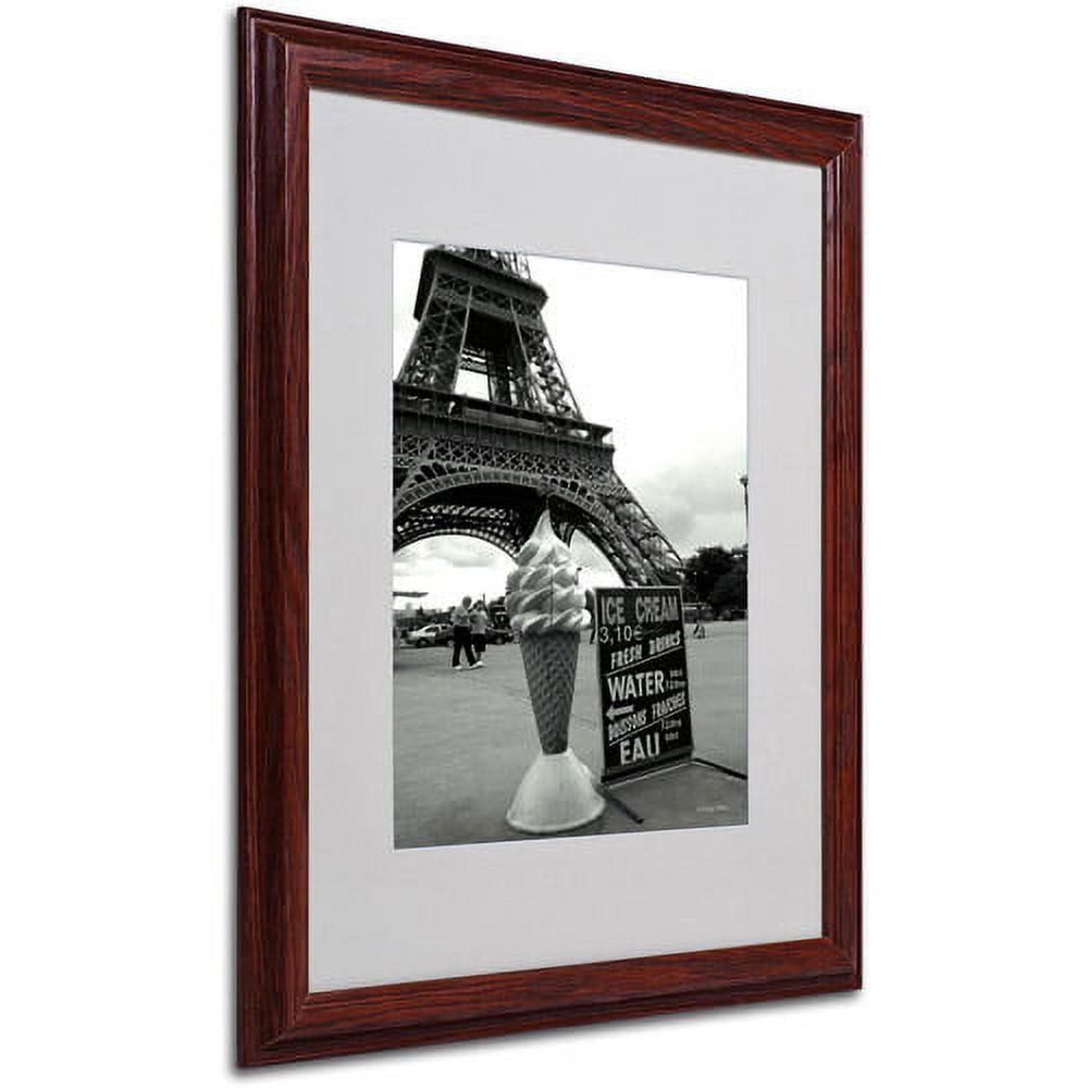 Eiffel Tower Ice Cream Cone Black and White Framed Canvas Art