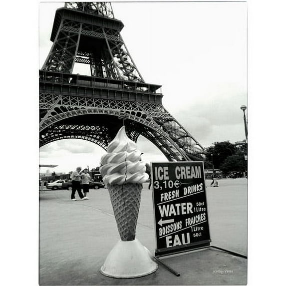 Trademark Fine Art 'Eiffel Tower with Ice Cream Cone' Canvas Art by Kathy Yates