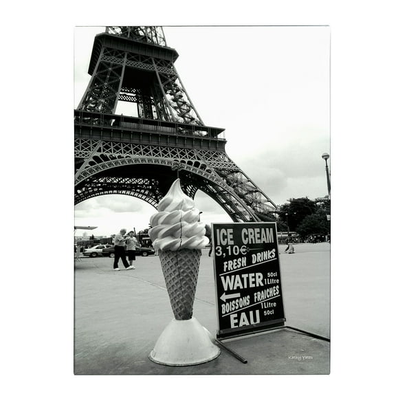 Trademark Fine Art 'Eiffel Tower with Ice Cream Cone' Canvas Art by Kathy Yates