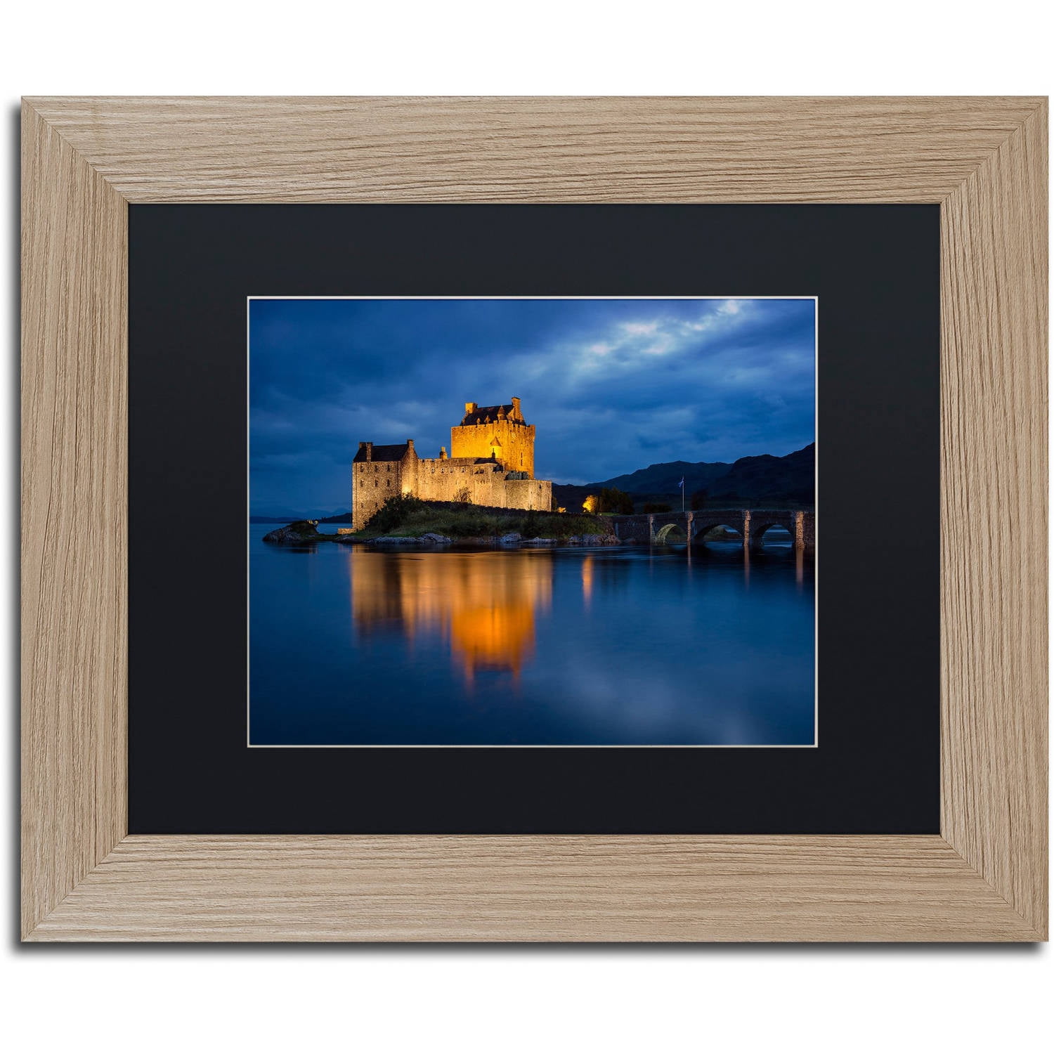 Trademark Fine Art "Eilean Donan Castle" Canvas Art by Michael Blanchette Photography Black Matte, Birch Frame