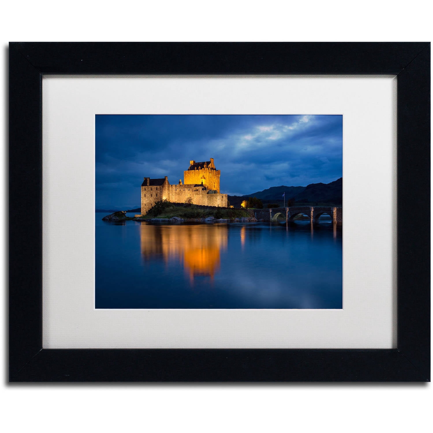 Trademark Fine Art "Eilean Donan Castle" Canvas Art by Michael Blanchette Photography White Matte, Black Frame