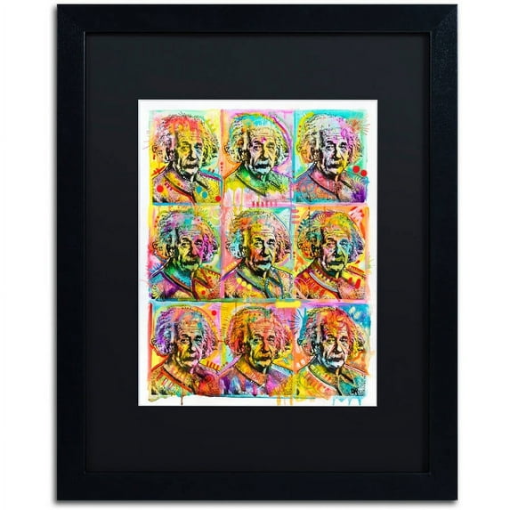 Trademark Fine Art "Einstein" Canvas Art by Dean Russo, Black Matte, Black Frame