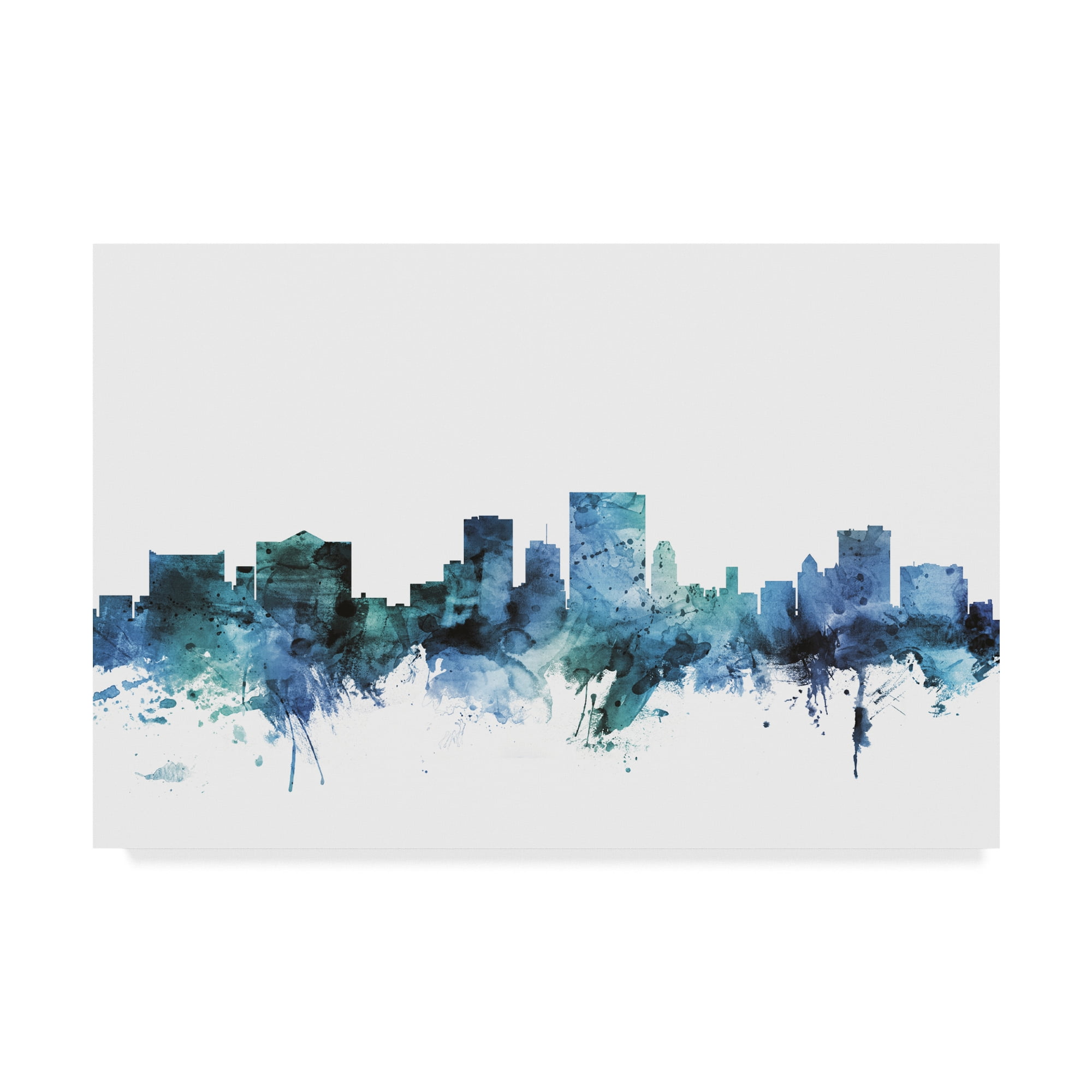 Trademark Fine Art 'El Paso Texas Blue Teal Skyline' Canvas Art by Michael Tompsett