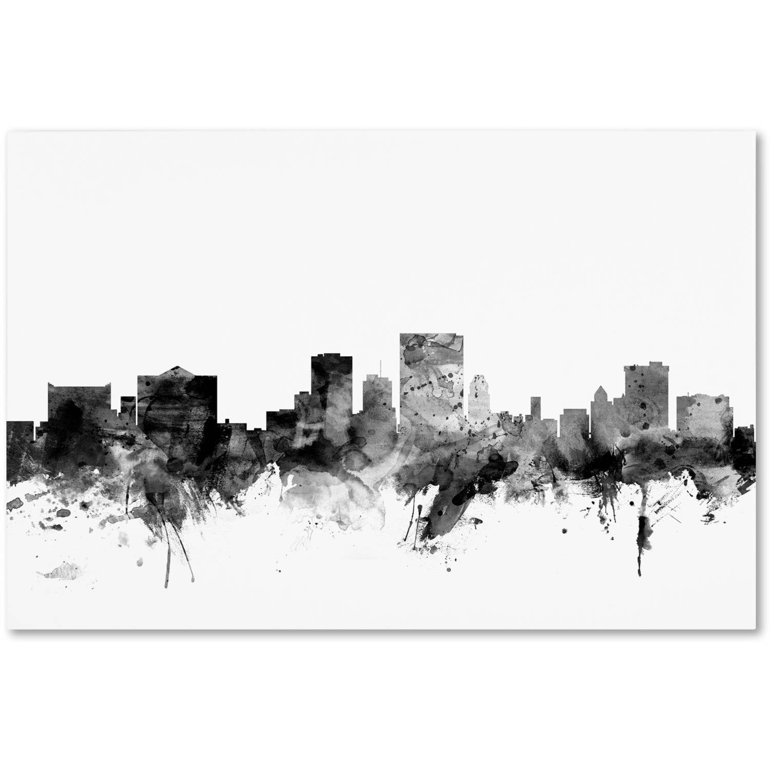 Trademark Fine Art "El Paso Texas Skyline B&W" Canvas Art by Michael Tompsett