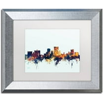 Trademark Fine Art "El Paso Texas Skyline Blue" Canvas Art by Michael Tompsett, White Matte, Silver Frame