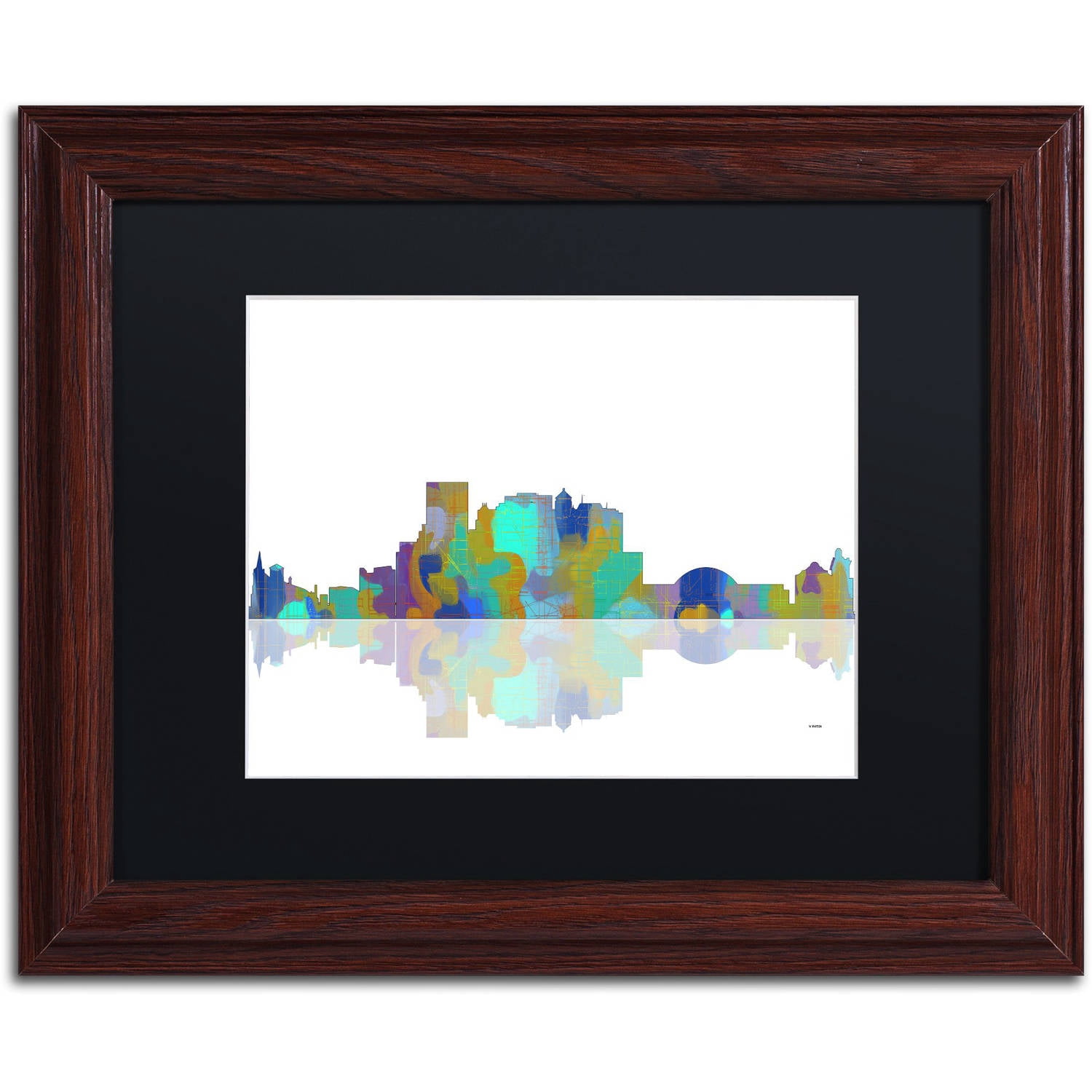 Trademark Fine Art "El Paso Texas Skyline" Canvas Art by Marlene Watson Black Matte, Wood Frame