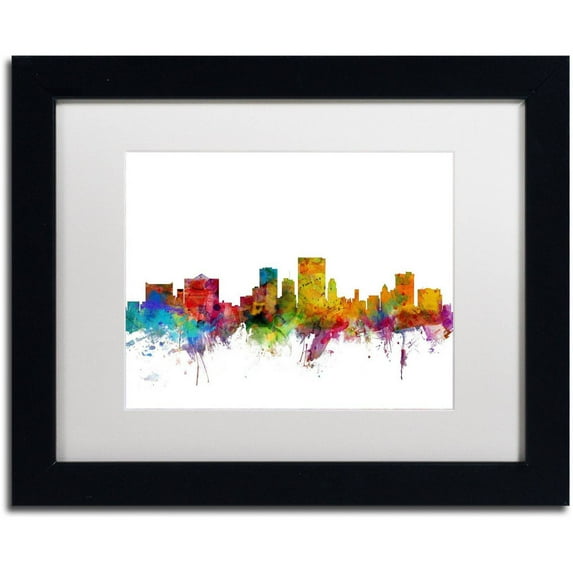 Trademark Fine Art 'El Paso Texas Skyline' Canvas Art by Michael Tompsett, White Matte, Black Frame