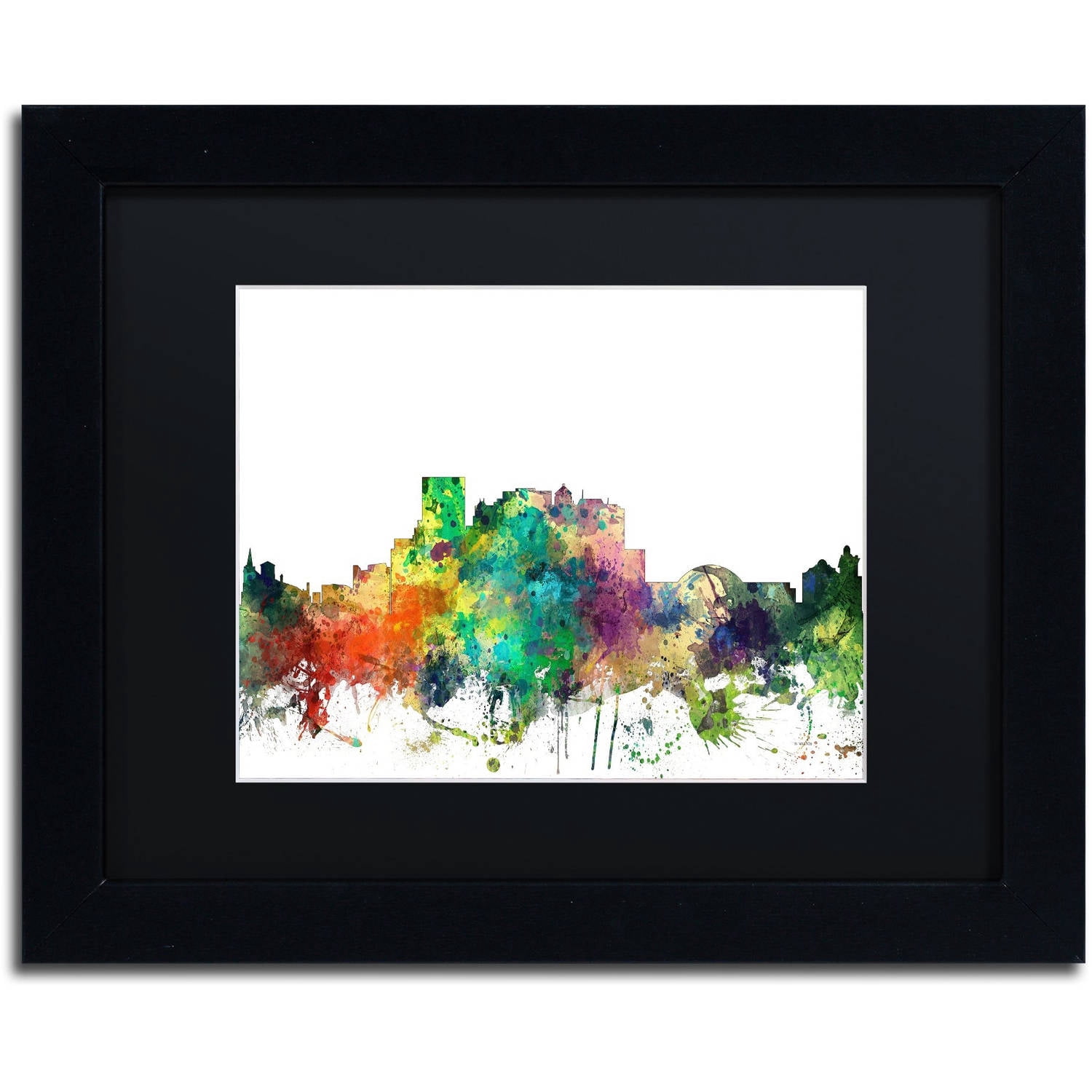 Trademark Fine Art "El Paso Texas Skyline SP" Canvas Art by Marlene Watson, Black Matte, Black Frame