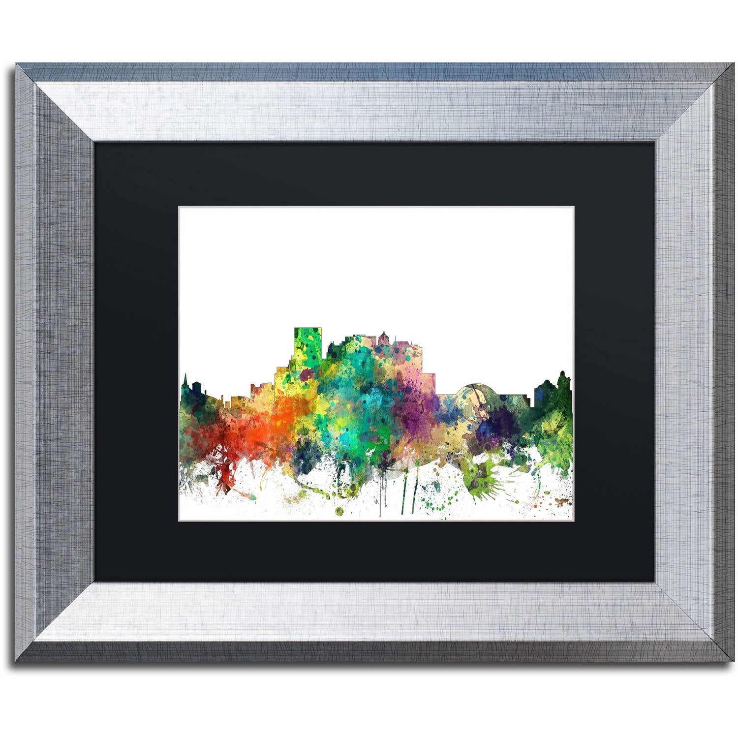 Trademark Fine Art "El Paso Texas Skyline SP" Canvas Art by Marlene Watson, Black Matte, Silver Frame