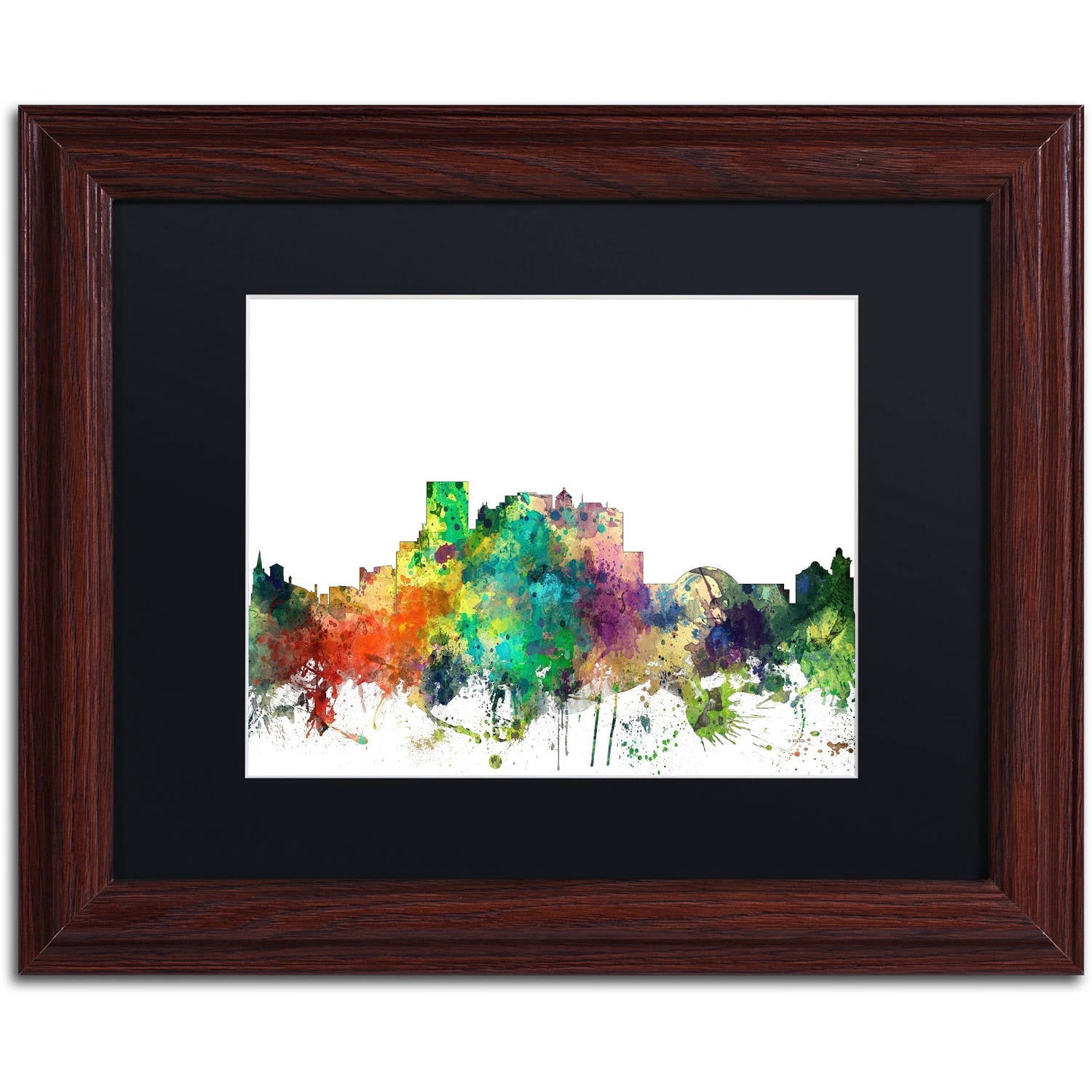 Trademark Fine Art "El Paso Texas Skyline SP" Canvas Art by Marlene Watson, Black Matte, Wood Frame