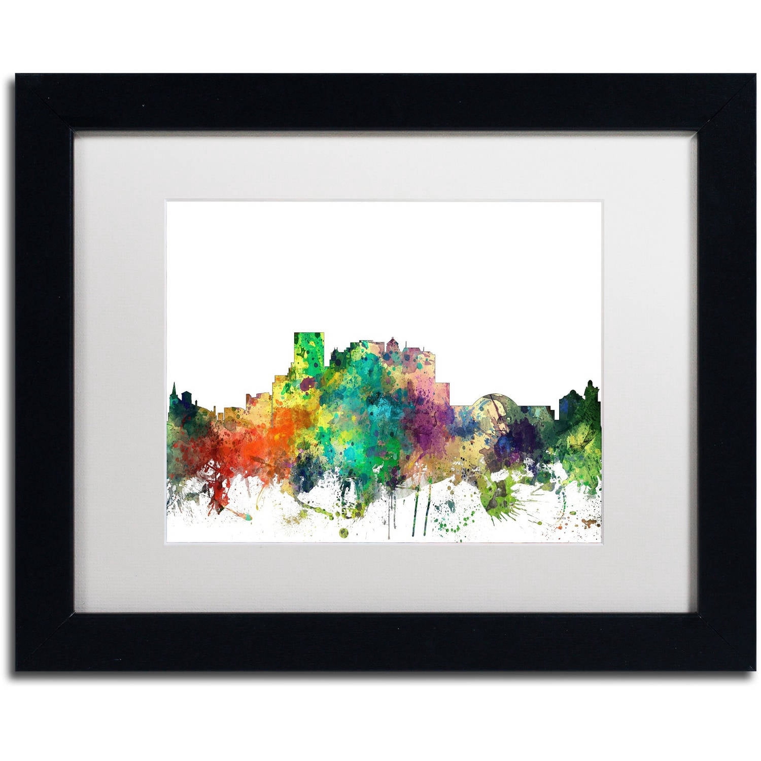 Trademark Fine Art "El Paso Texas Skyline SP" Canvas Art by Marlene Watson, White Matte, Black Frame