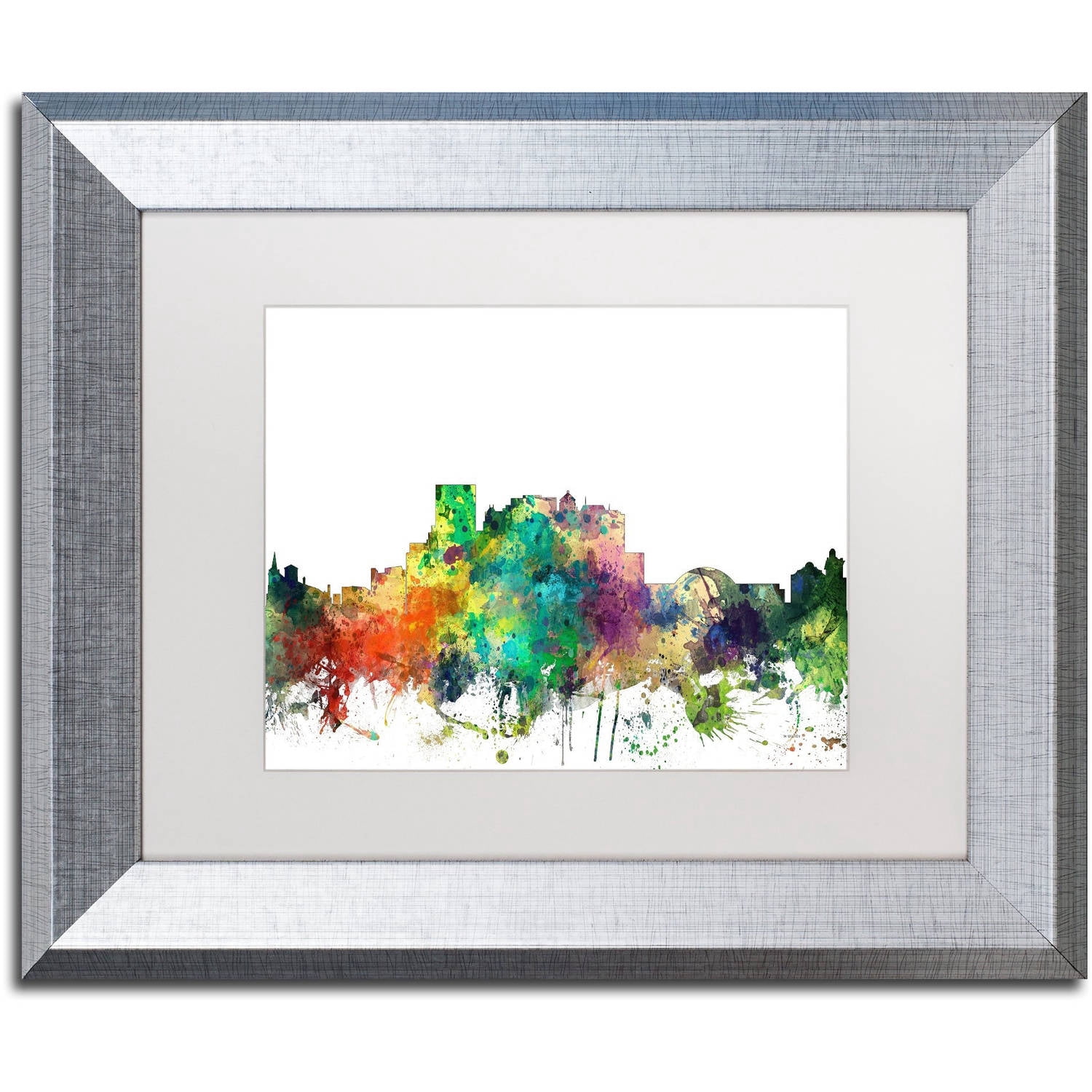 Trademark Fine Art "El Paso Texas Skyline SP" Canvas Art by Marlene Watson, White Matte, Silver Frame