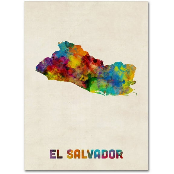 Trademark Fine Art "El Salvador Watercolor Map" Canvas Art by Michael Tompsett