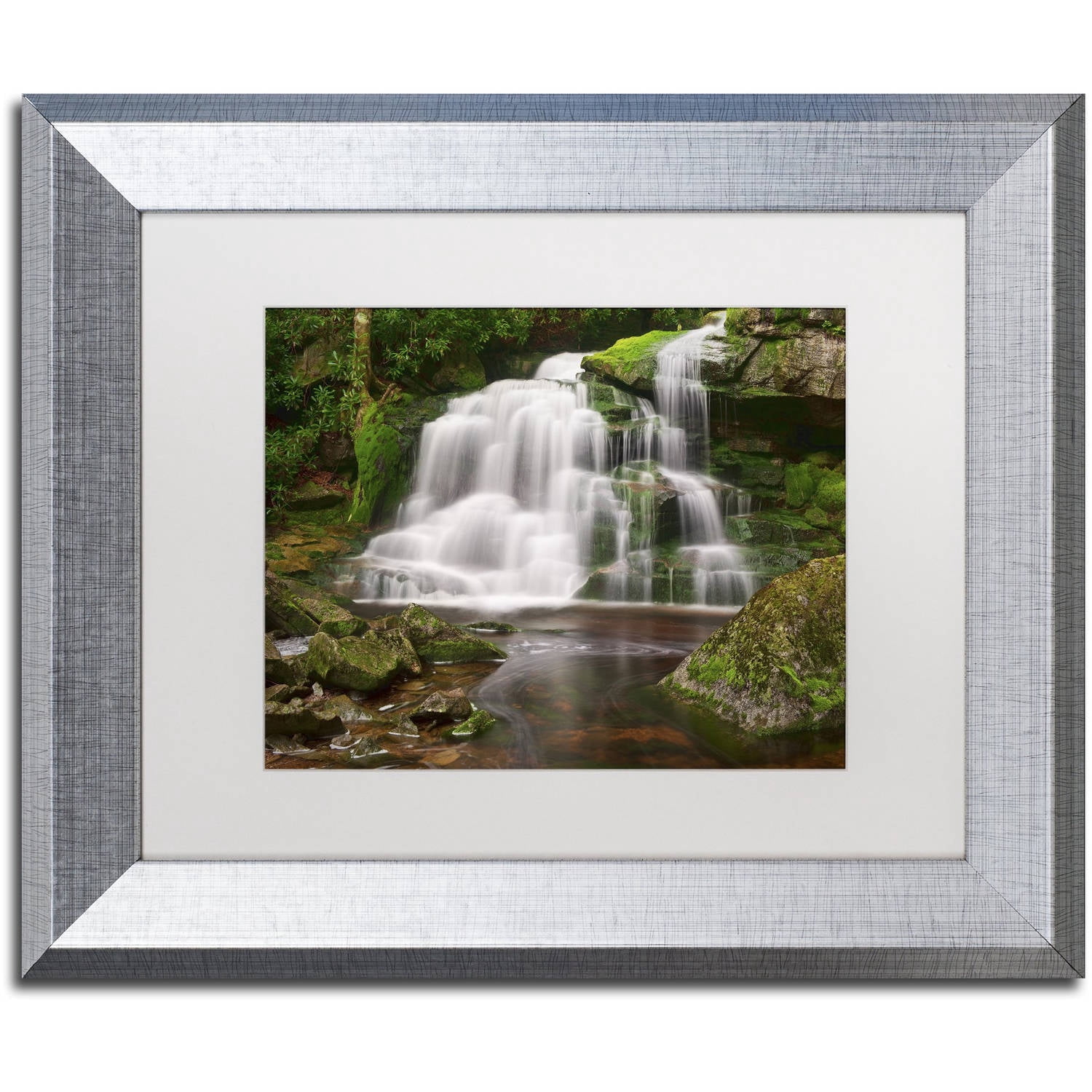 Trademark Fine Art 'Elakala Falls' Canvas Art by Michael Blanchette Photography, White Matte, Silver Frame