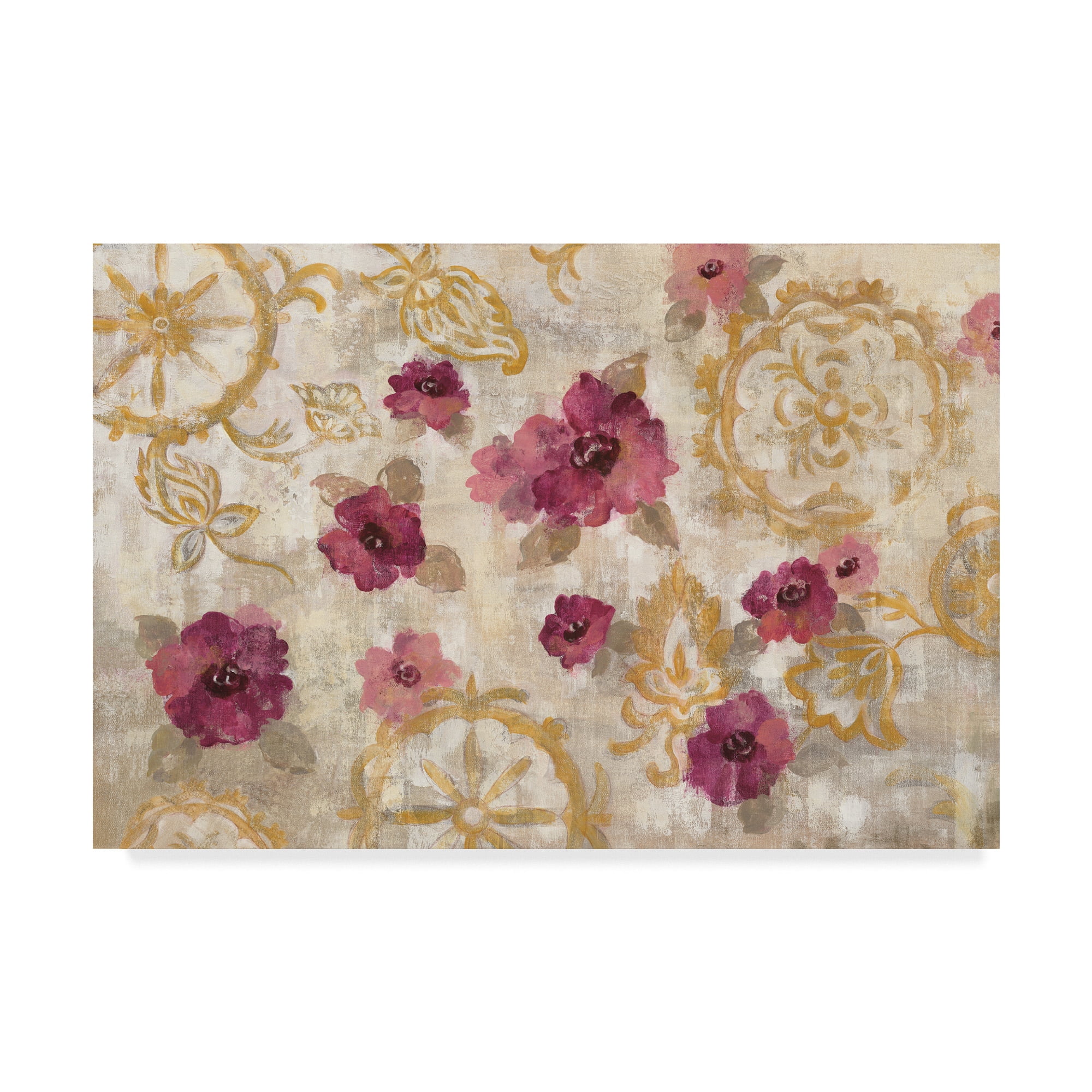 Trademark Fine Art 'Elegant Fresco Gold Floral' Canvas Art by Silvia Vassileva