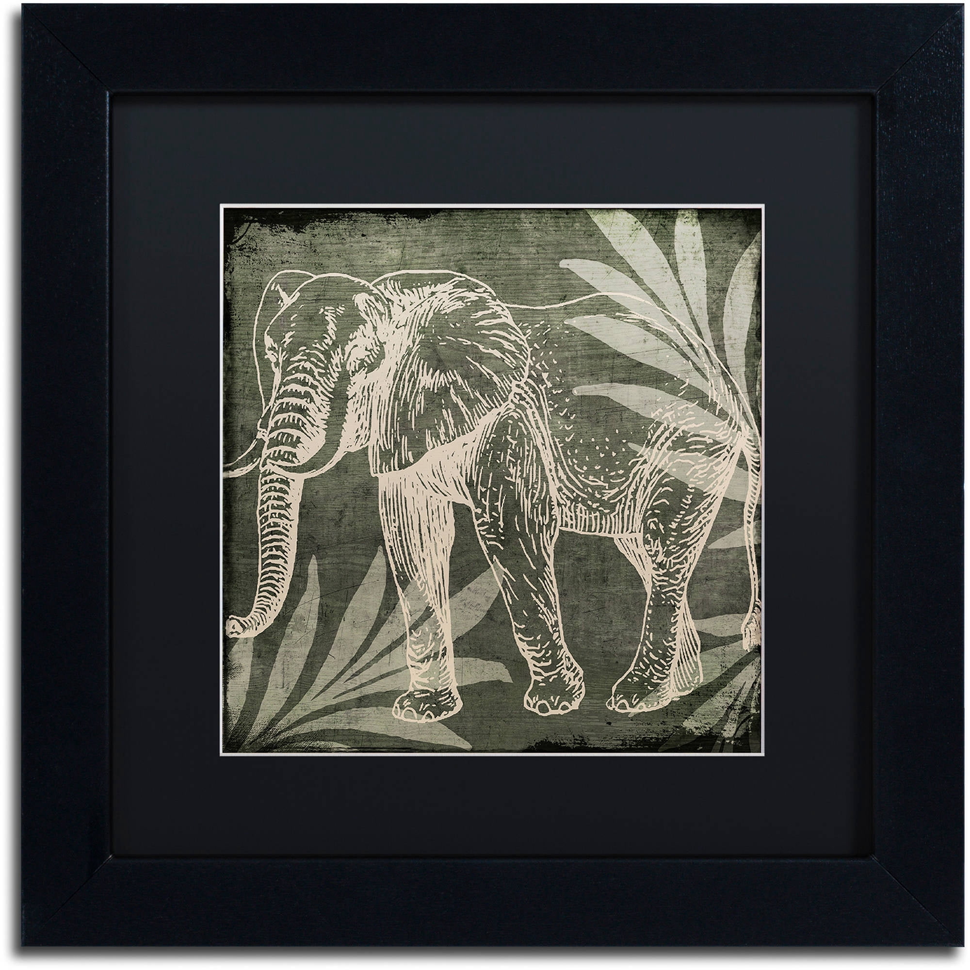 Trademark Fine Art "Elephant 1" Canvas Art by Color Bakery Black Matte, Black Frame