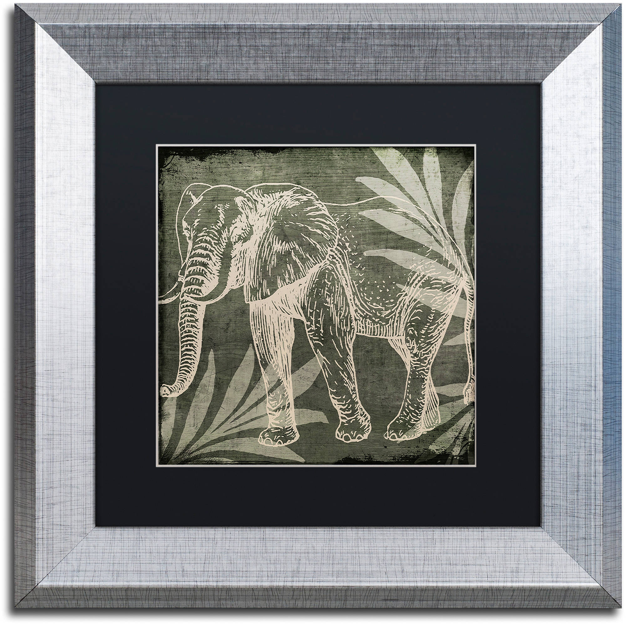 Trademark Fine Art "Elephant 1" Canvas Art by Color Bakery Black Matte, Silver Frame