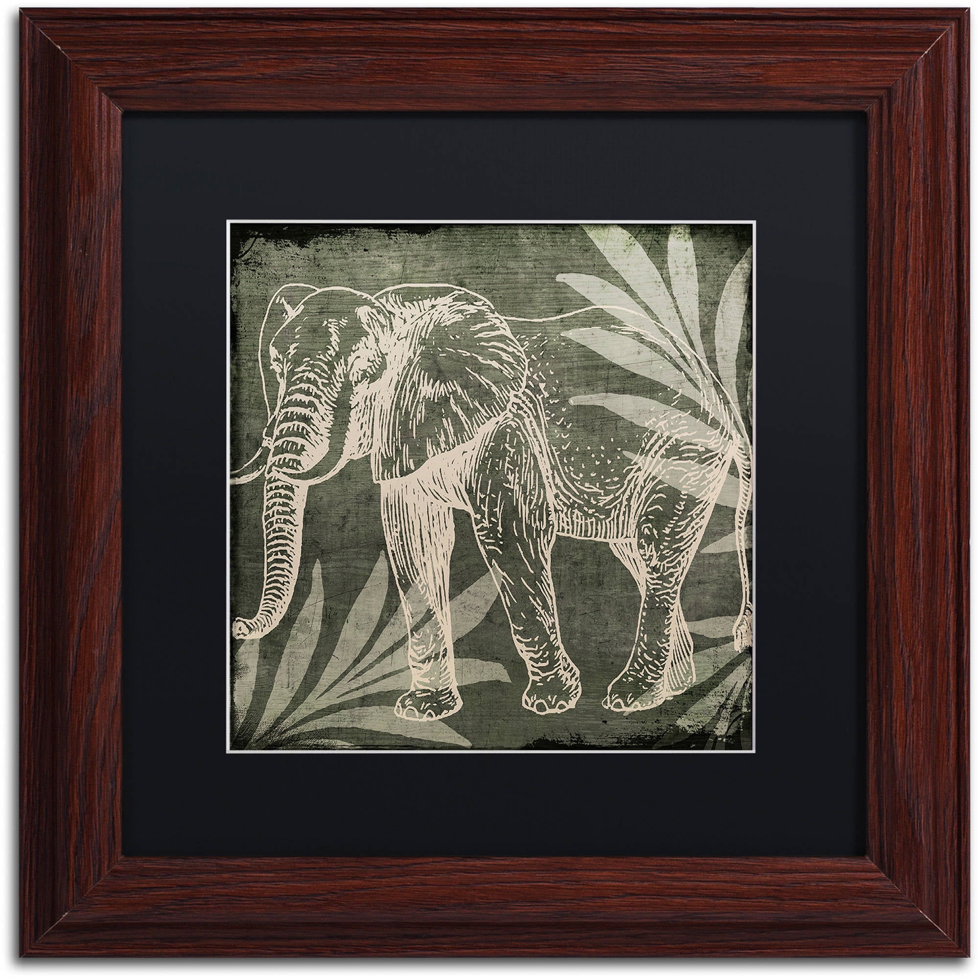 Trademark Fine Art "Elephant 1" Canvas Art by Color Bakery Black Matte, Wood Frame