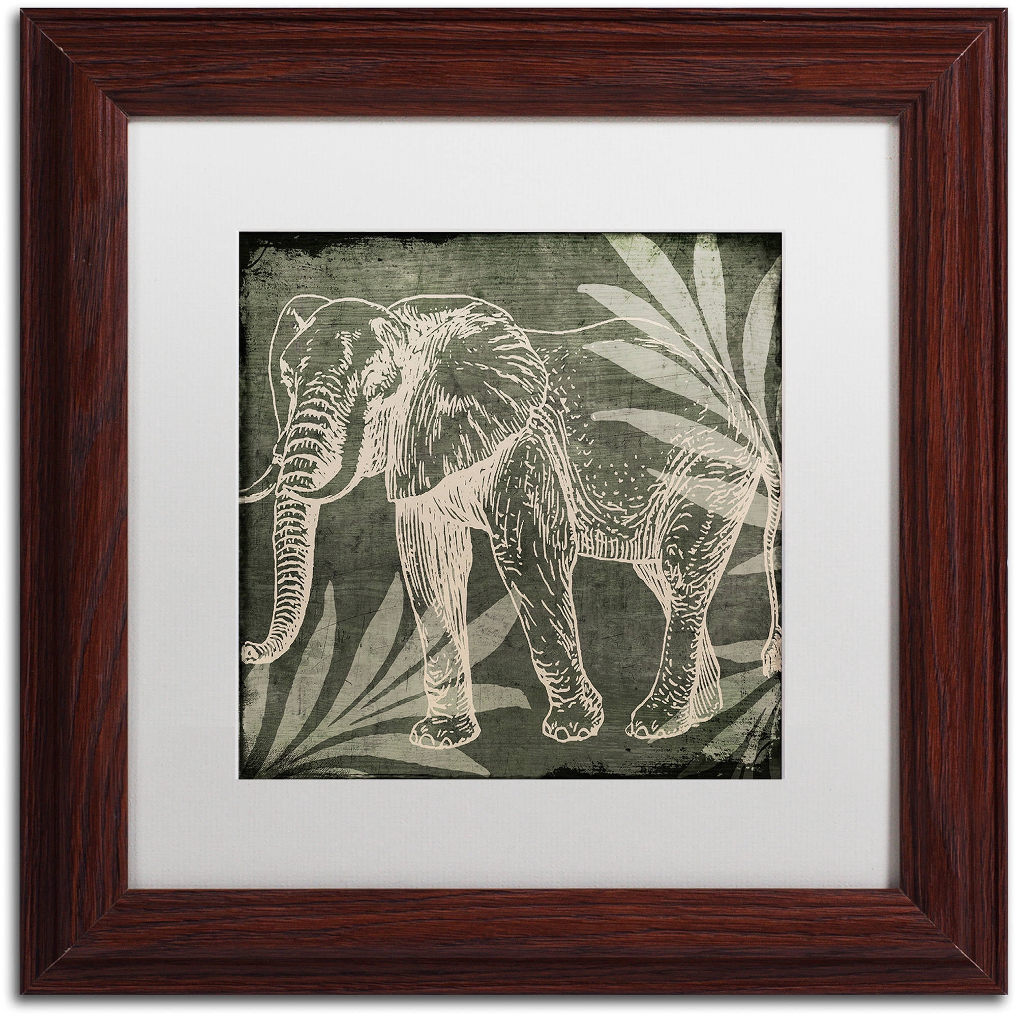 Trademark Fine Art "Elephant 1" Canvas Art by Color Bakery White Matte, Wood Frame