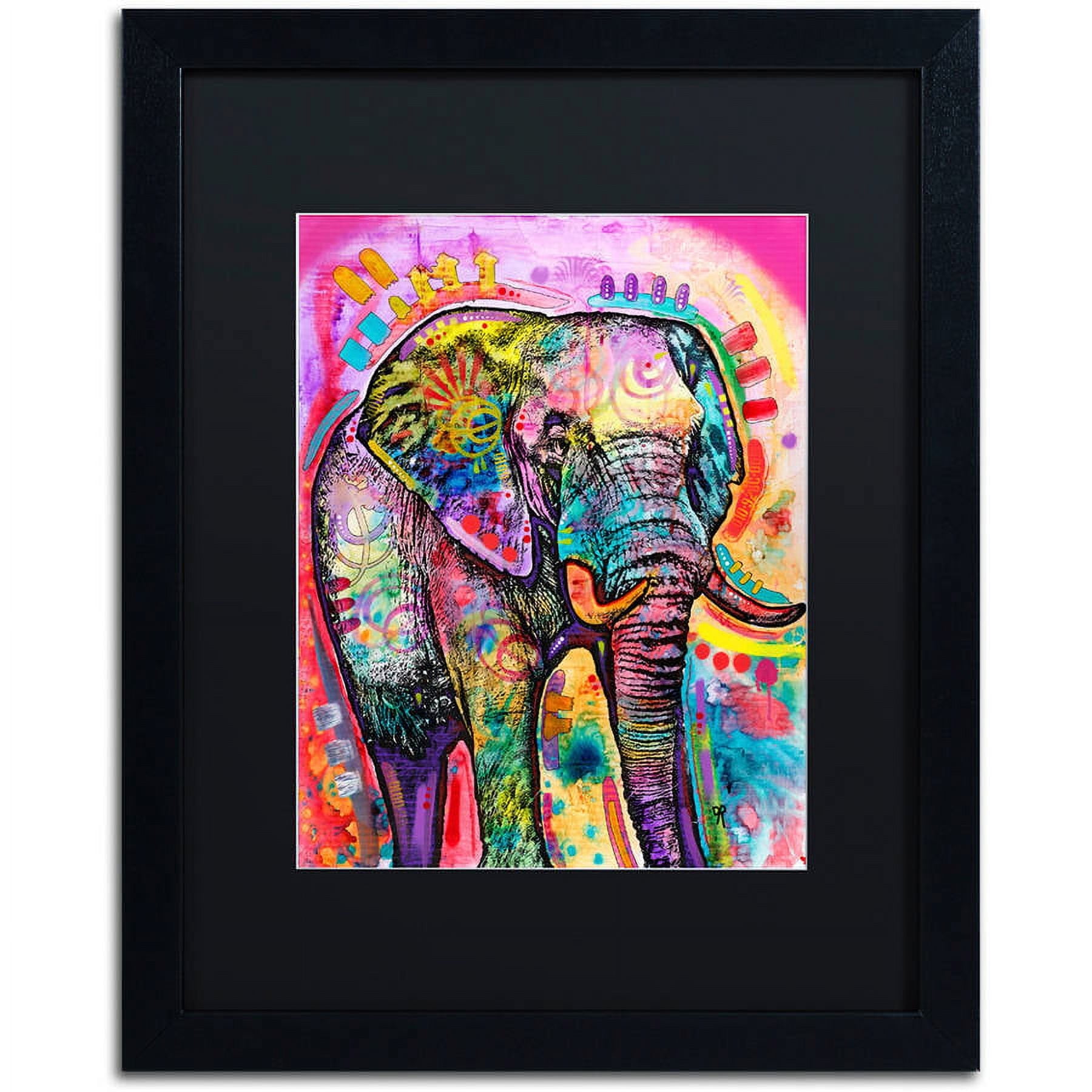 Trademark Fine Art "Elephant" Canvas Art by Dean Russo, Black Matte, Black Frame