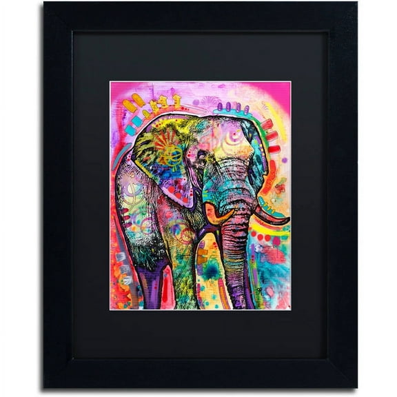 Trademark Fine Art "Elephant" Canvas Art by Dean Russo, Black Matte, Black Frame