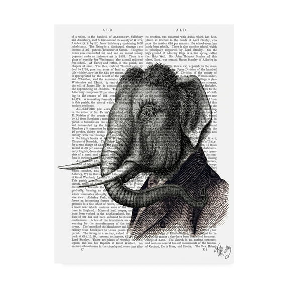 Trademark Fine Art 'Elephant Portrait Book' Canvas Art by Fab Funky