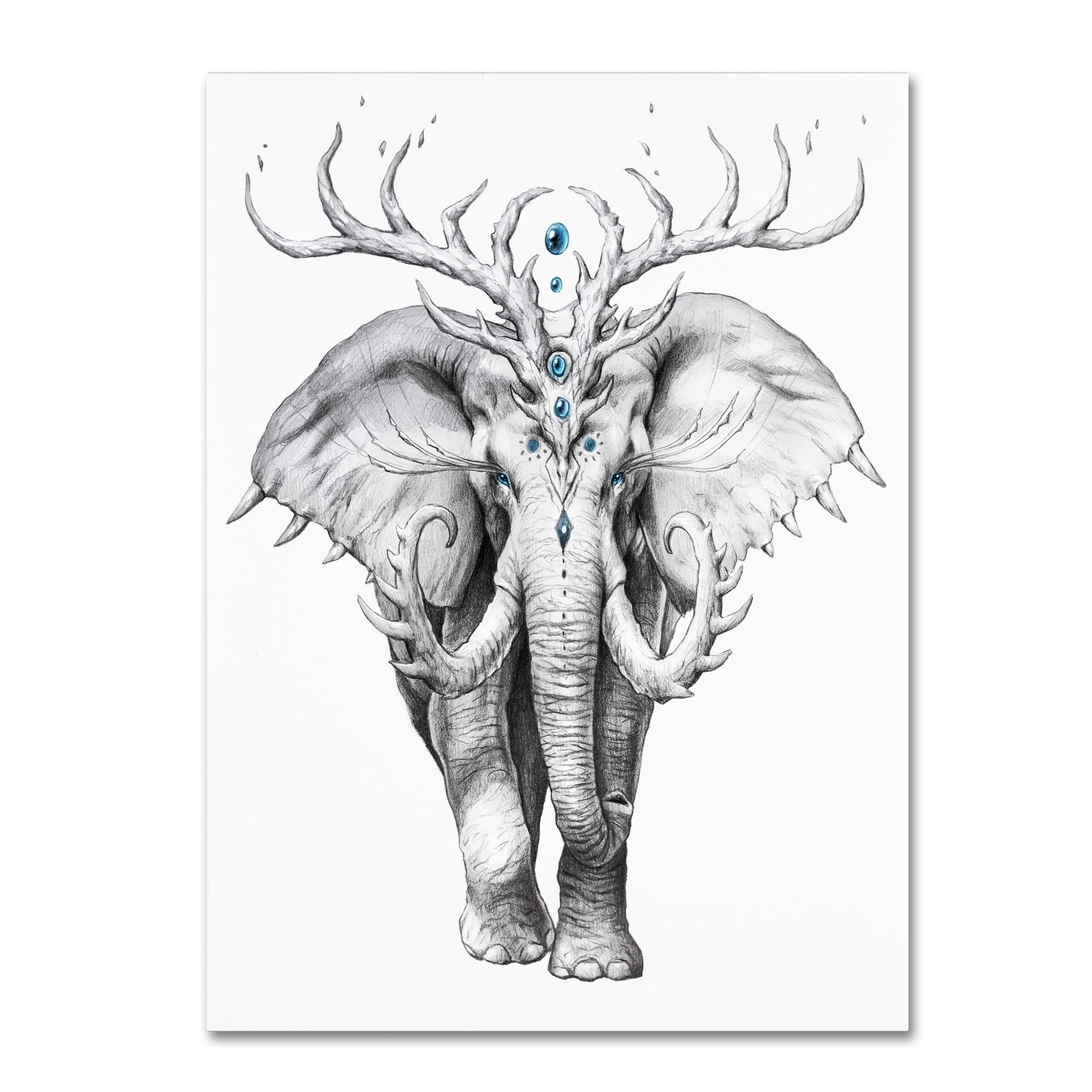 Modern Framed Elephant with Antlers Canvas Art 14 x 19