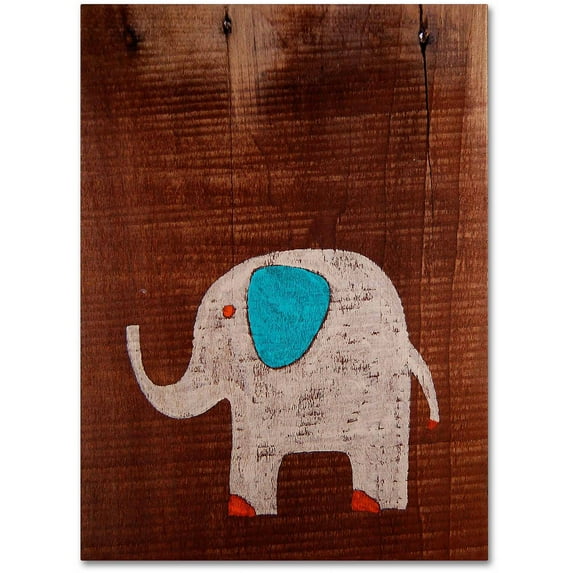 Trademark Fine Art "Elephant on Wood" Canvas Art by Nicole Dietz