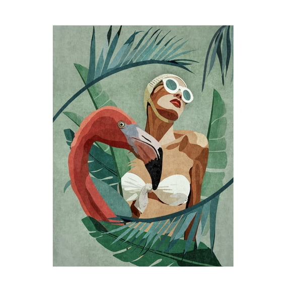 Trademark Fine Art Emel Tunaboylu Flamingo Lady Canvas Wall Art