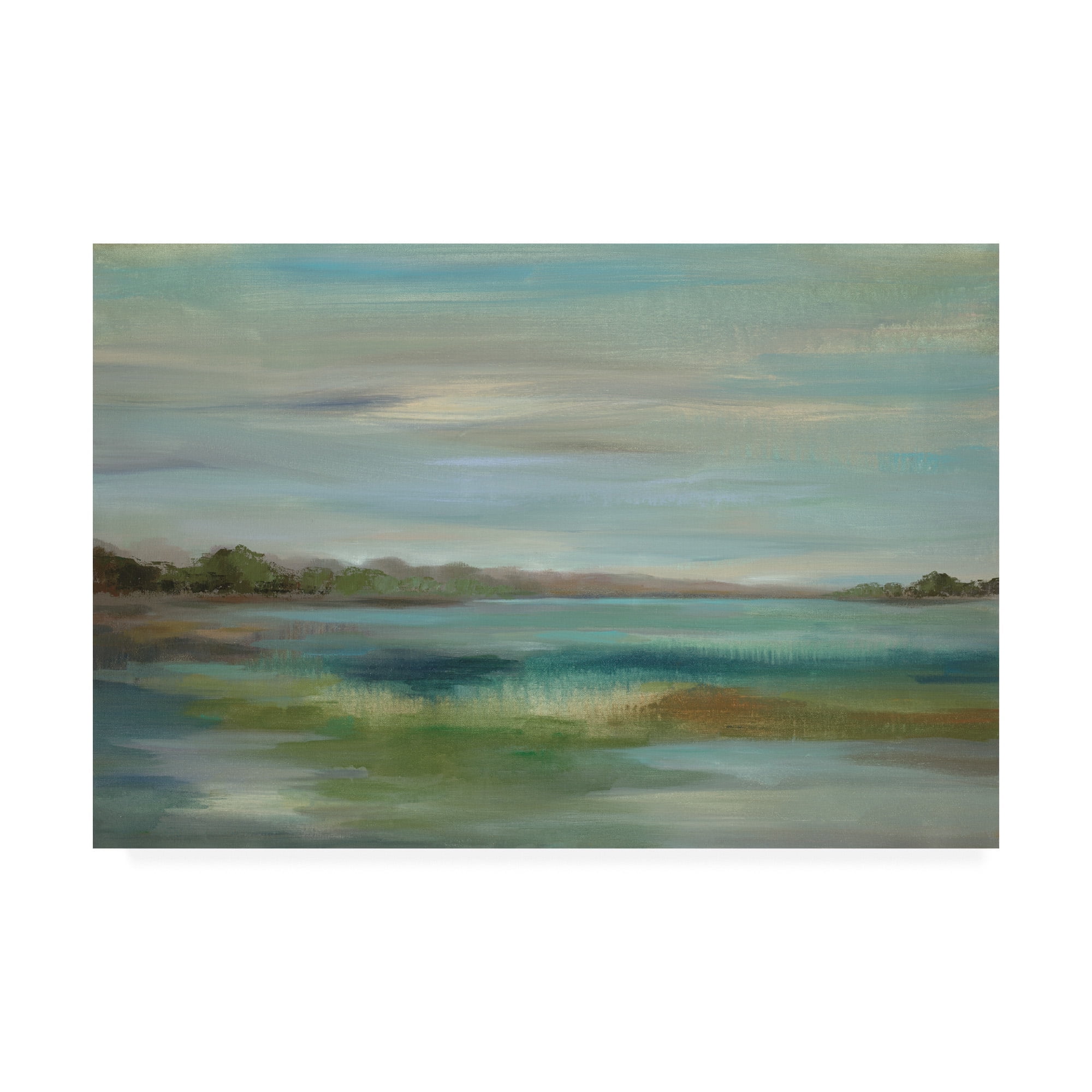 Emerald Lagoon Teal and Green Landscape Canvas Art