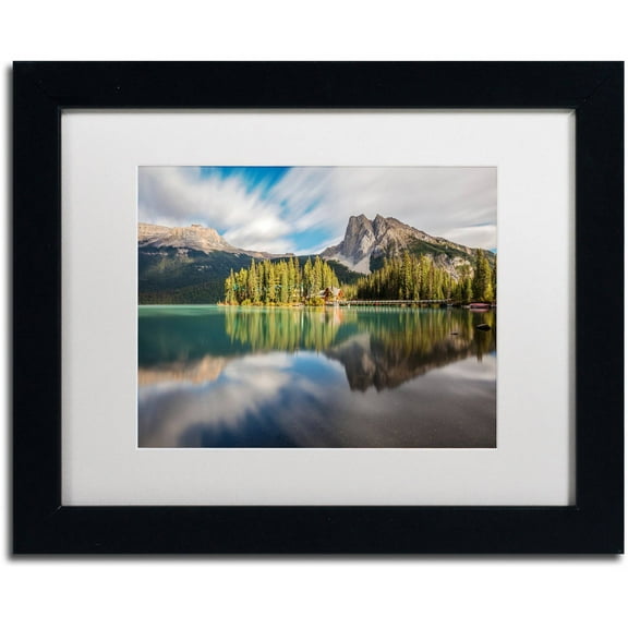 Trademark Fine Art 'Emerald Lake Dreamscape' Canvas Art by Pierre Leclerc, White Matte, Black Frame