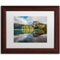 Trademark Fine Art 'Emerald Lake Dreamscape' Canvas Art by Pierre Leclerc, White Matte, Wood Frame