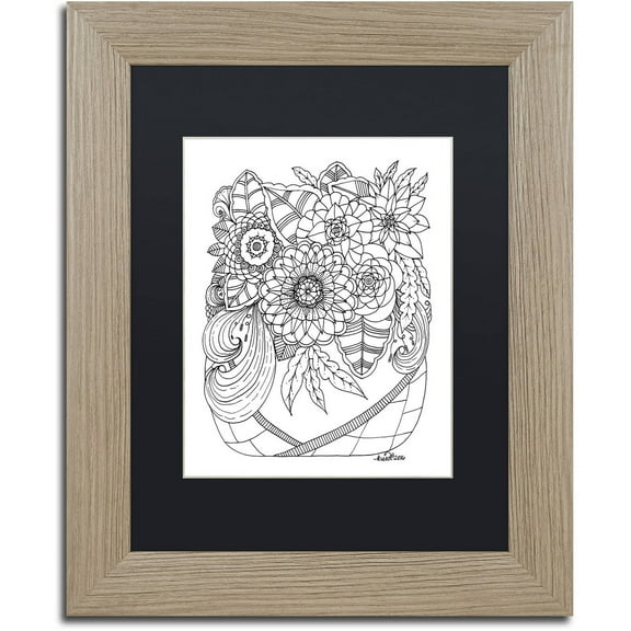 Trademark Fine Art "Enchanted Gardens 1" Canvas Art by KCDoodleArt Black Matte, Birch Frame