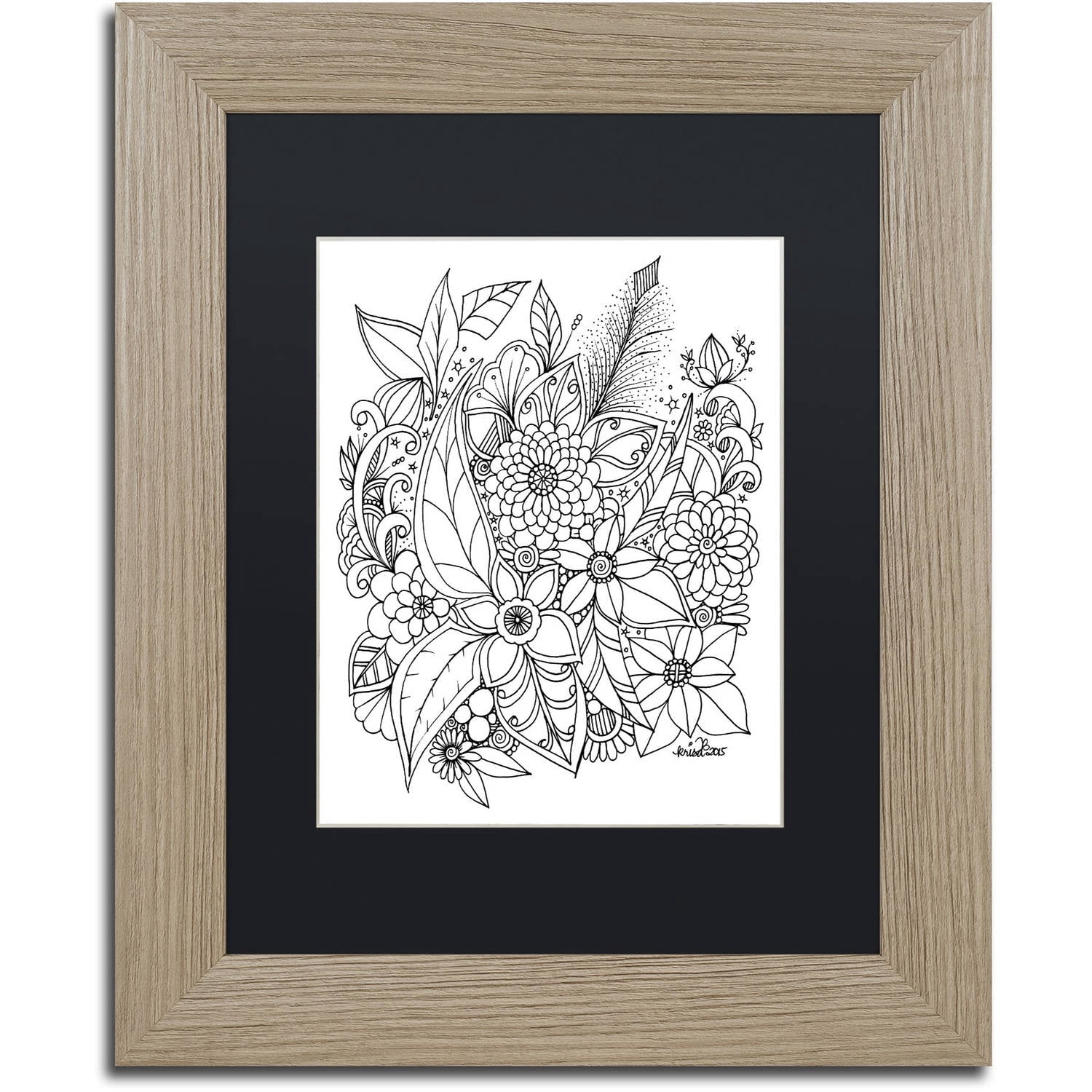 Trademark Fine Art "Enchanted Gardens 2" Canvas Art by KCDoodleArt Black Matte, Birch Frame