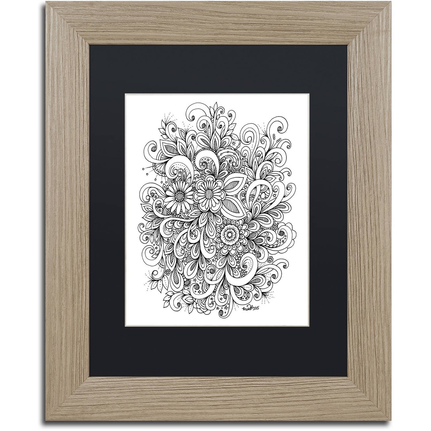 Trademark Fine Art "Enchanted Gardens 3" Canvas Art by KCDoodleArt Black Matte, Birch Frame
