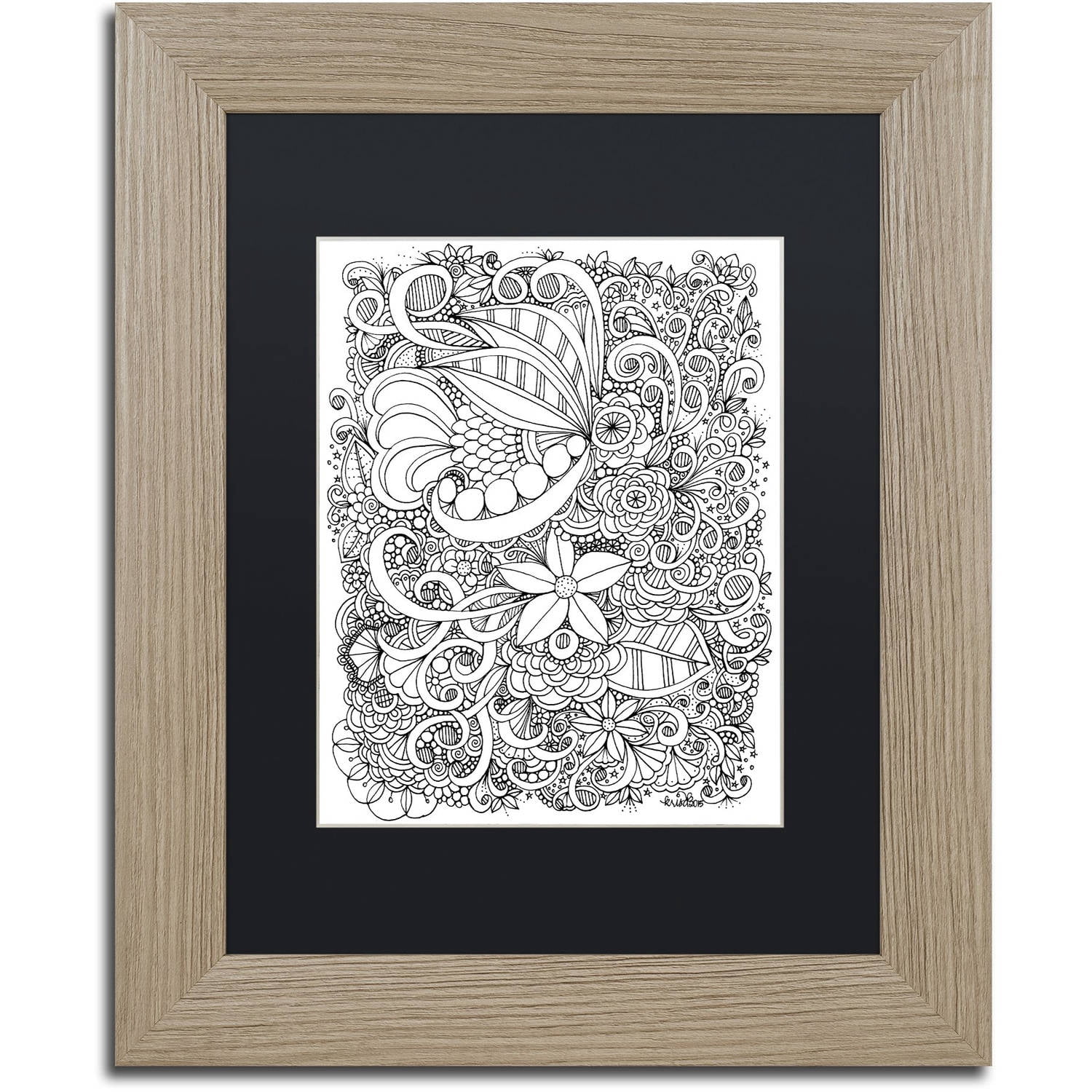 Trademark Fine Art "Enchanted Gardens 4" Canvas Art by KCDoodleArt Black Matte, Birch Frame