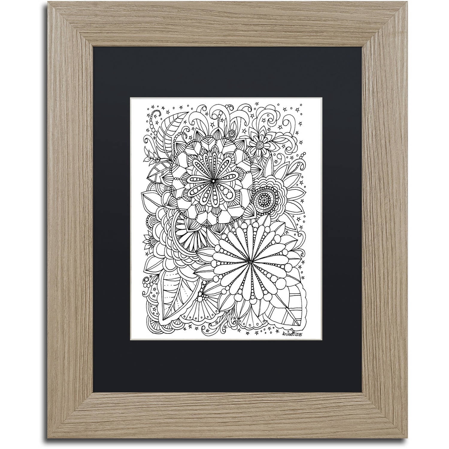 Trademark Fine Art "Enchanted Gardens 5" Canvas Art by KCDoodleArt Black Matte, Birch Frame