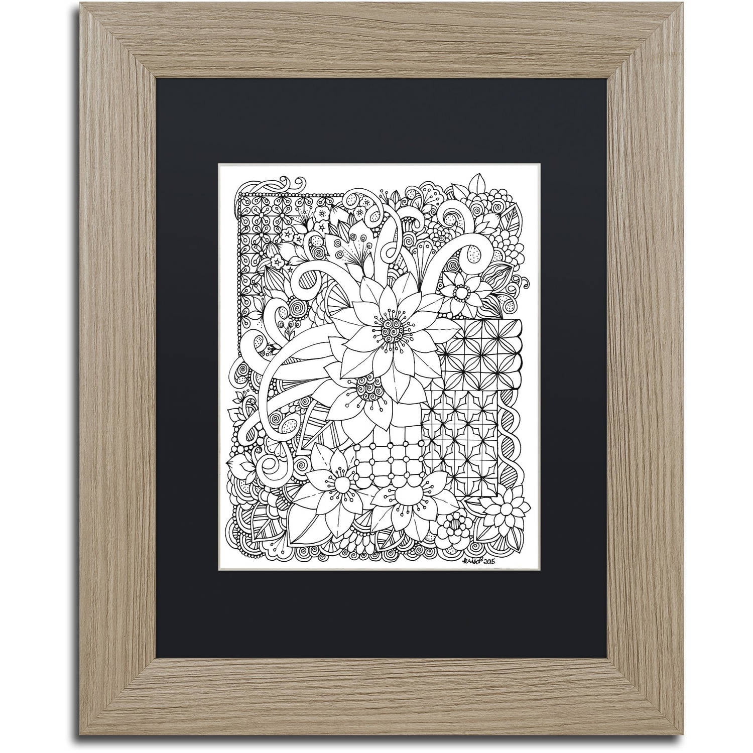 Trademark Fine Art "Enchanted Gardens 9" Canvas Art by KCDoodleArt Black Matte, Birch Frame