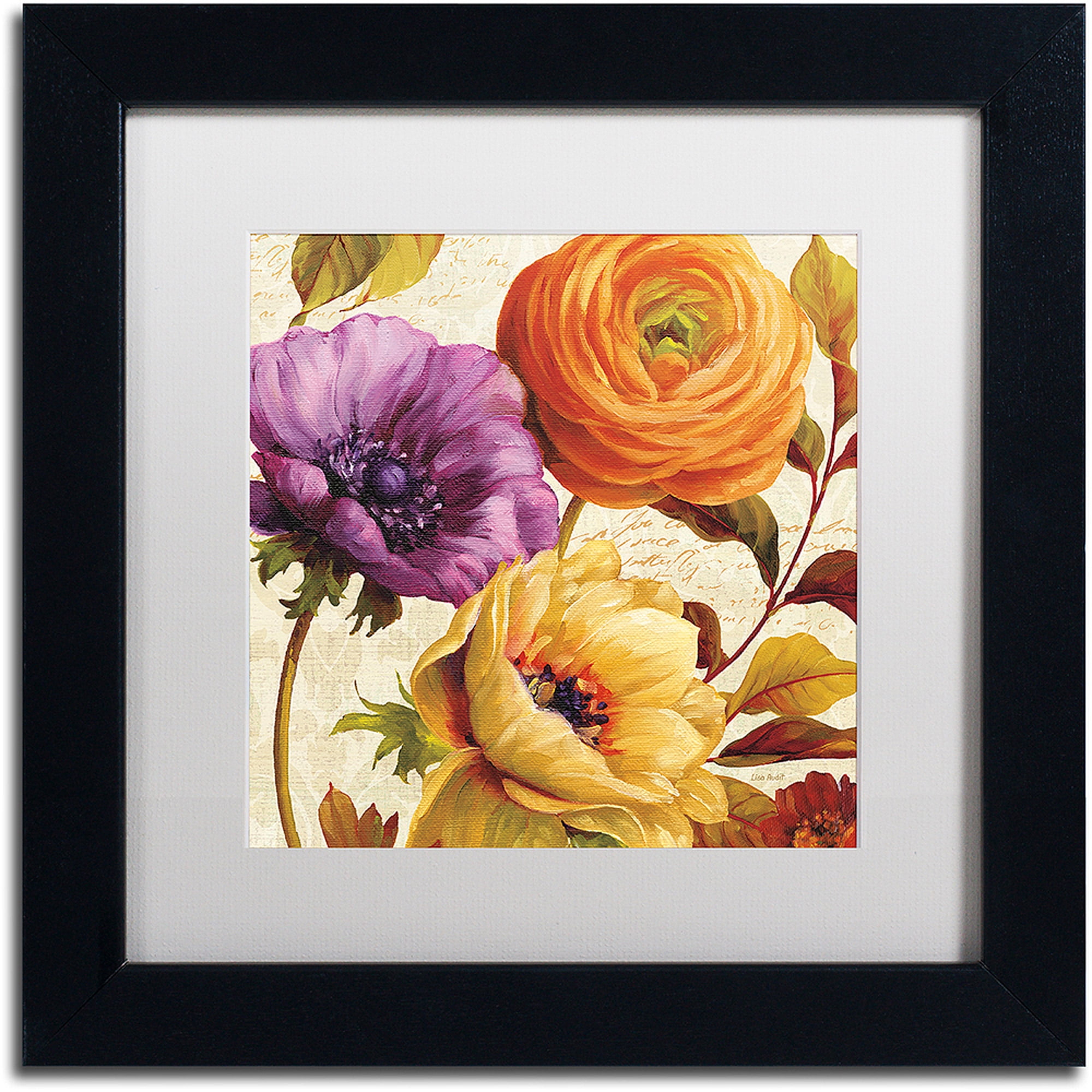 Colorful Floral Canvas Print with Black Frame, 20" x 20"