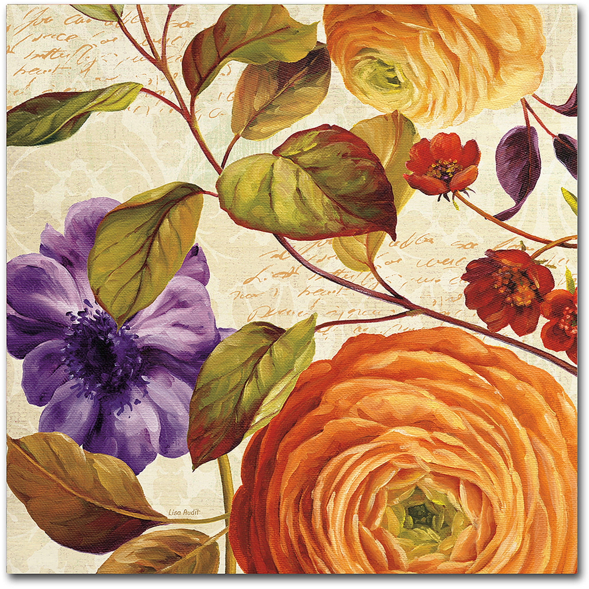 Lisa Audit End of Summer III Floral Canvas Art in Cream Background