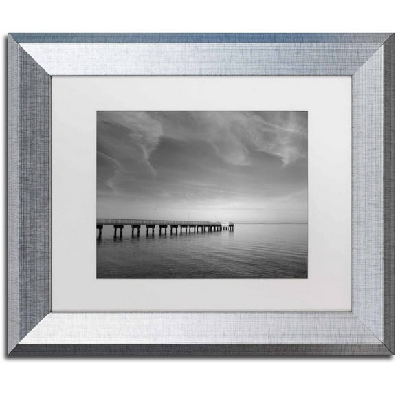Trademark Fine Art 'End of the Pier' Canvas Art by PIPA Fine Art, White Matte, Silver Frame