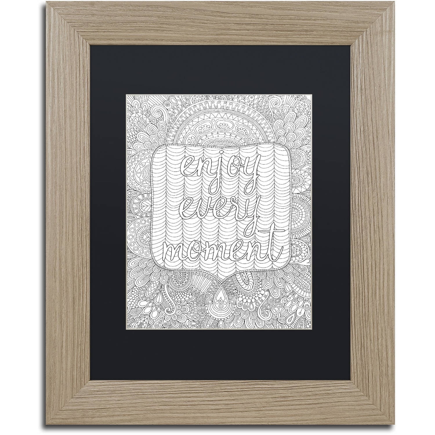 Trademark Fine Art "Enjoy Every Moment" Canvas Art by Hello Angel, Black Matte, Birch Frame