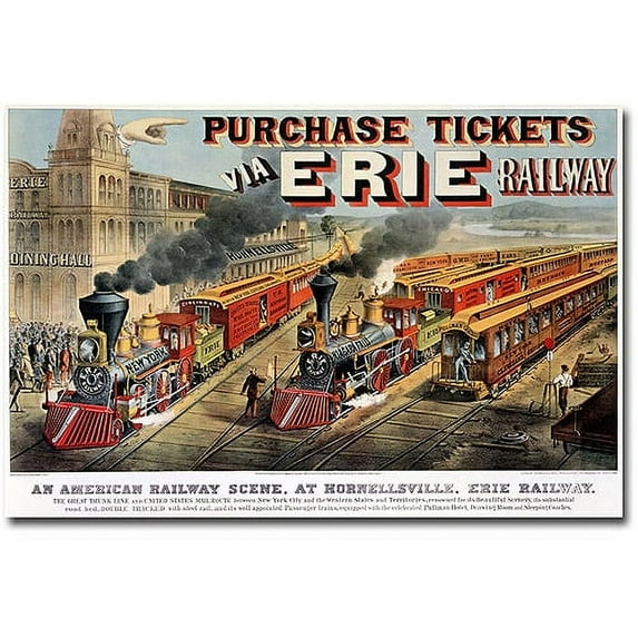 Trademark Fine Art "Erie Railway, Homesville" Canvas Wall Art by N.Currier and JM Ives